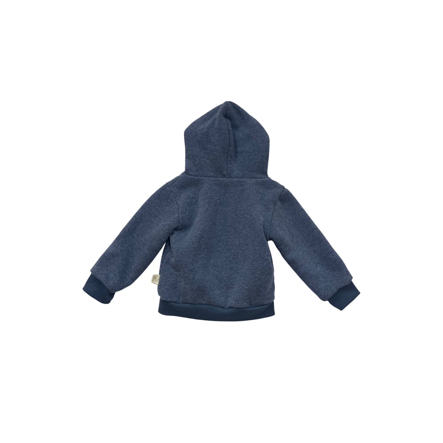 Toddler Kids Blue Fleece-Lined Hooded Pullover With "A" Embroidery #6663