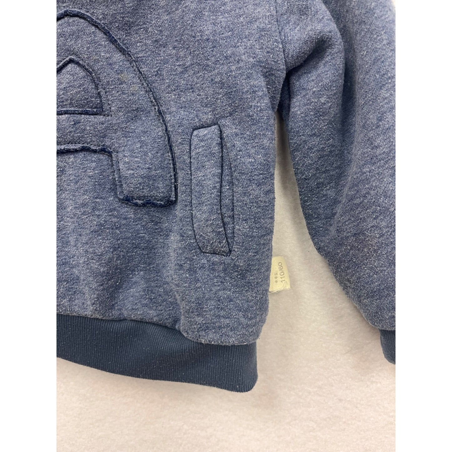 Toddler Kids Blue Fleece-Lined Hooded Pullover With "A" Embroidery #6663