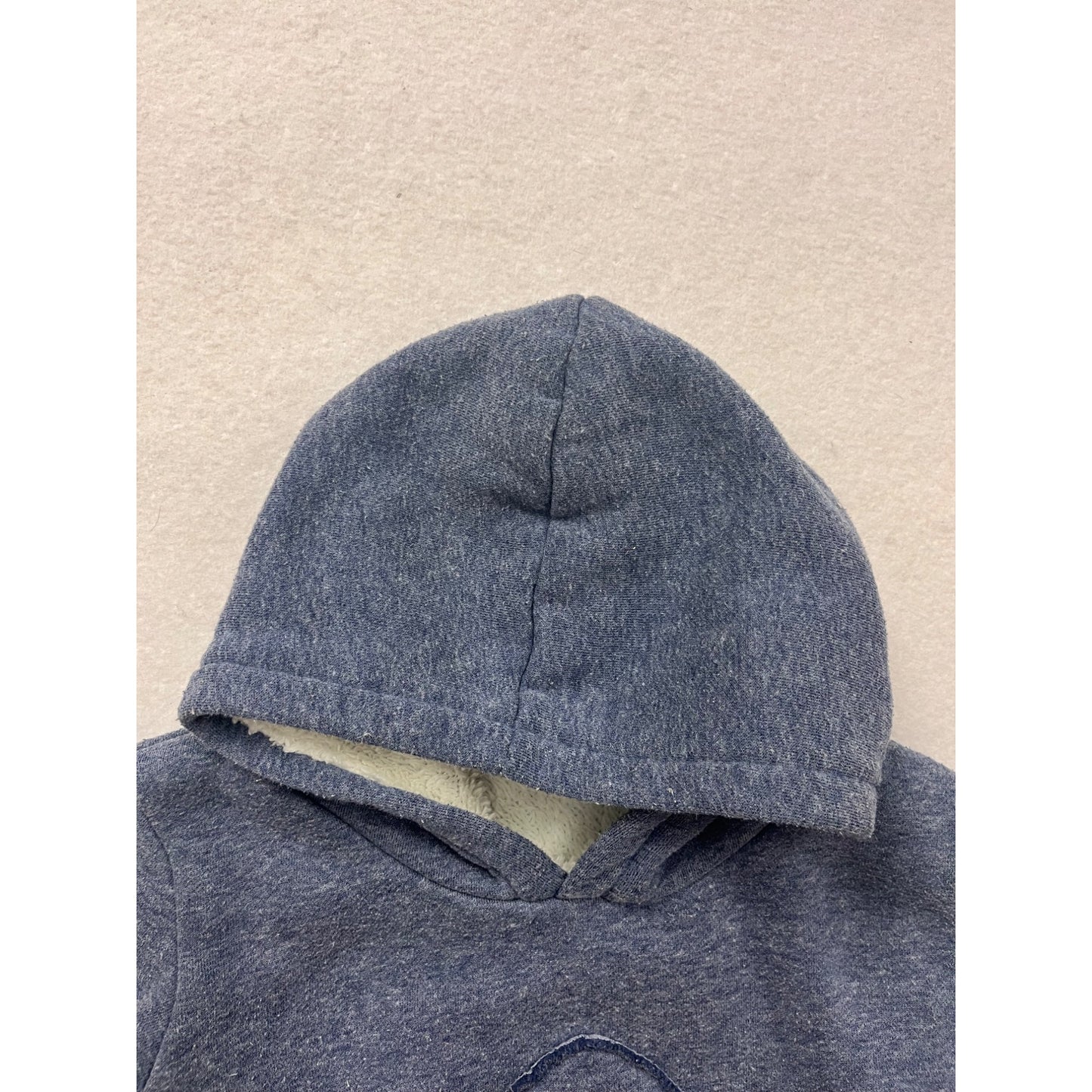 Toddler Kids Blue Fleece-Lined Hooded Pullover With "A" Embroidery #6663