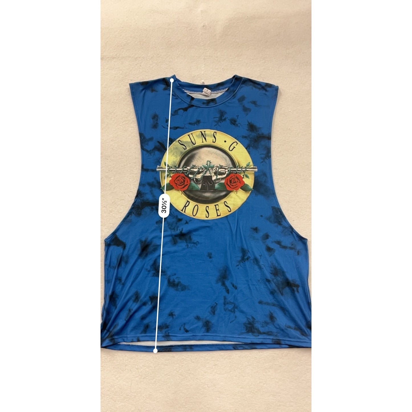 Suns G Roses Blue Tie-Dye Sleeveless Tank Top By Chicyea #8379