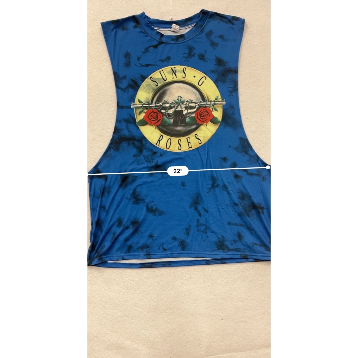 Suns G Roses Blue Tie-Dye Sleeveless Tank Top By Chicyea #8379