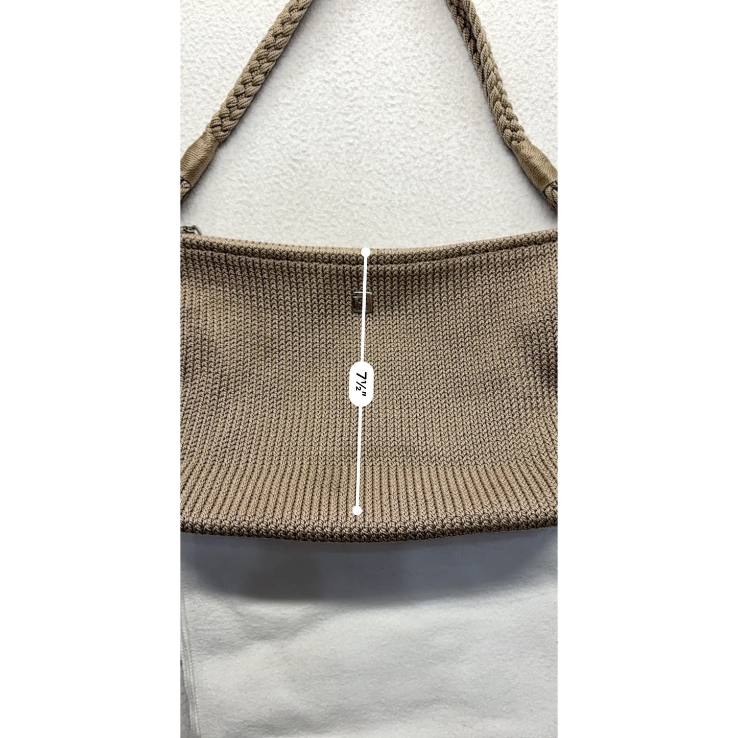 Lina Taupe Braided Strap Knit Shoulder Bag #7598