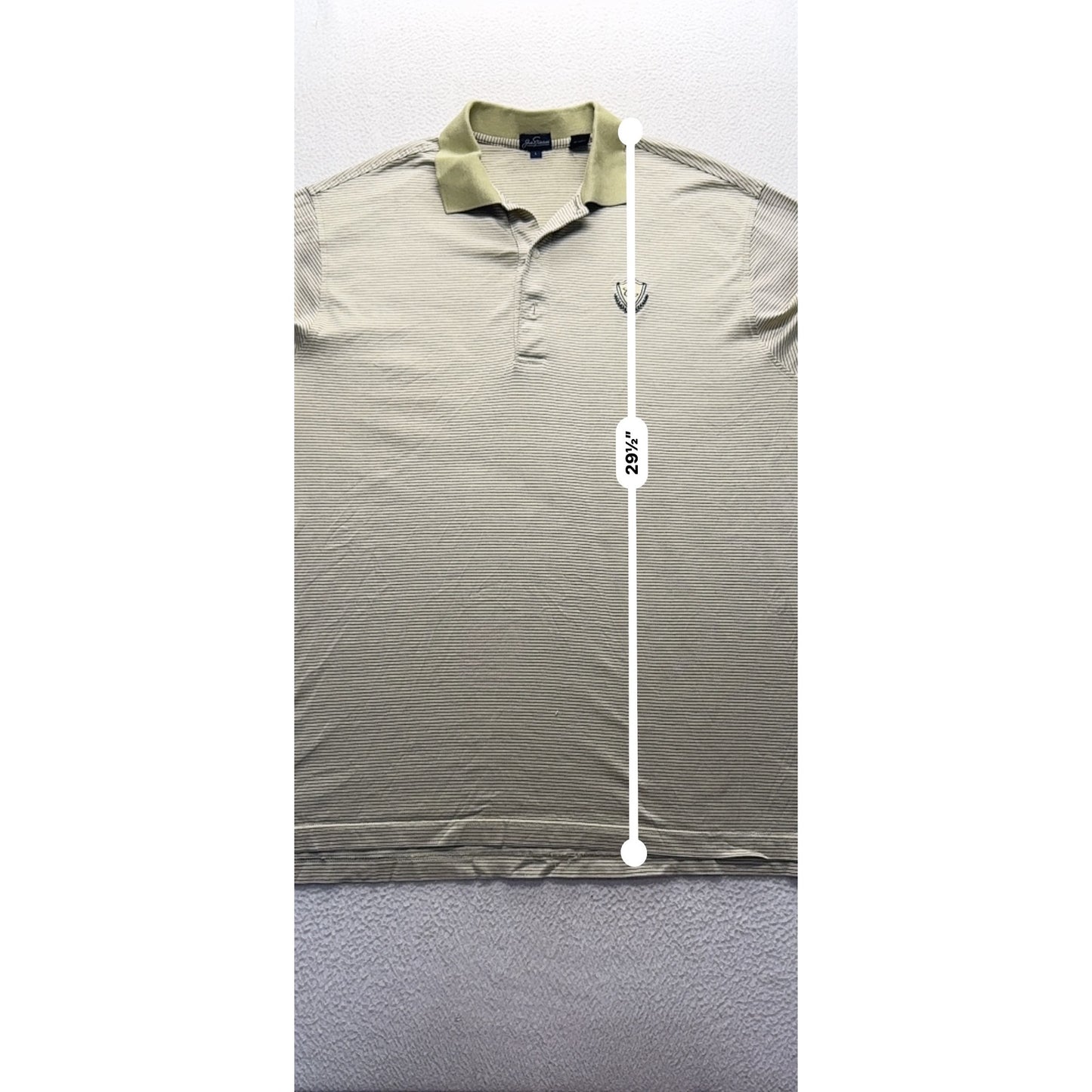 Jack Nicklaus Mens Striped Polo Shirt L Green Beige #9576