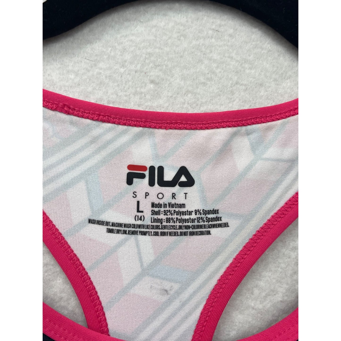 FILA Sport Womens Large Racerback Athletic Dress Pink & Navy Geometric Print #6884
