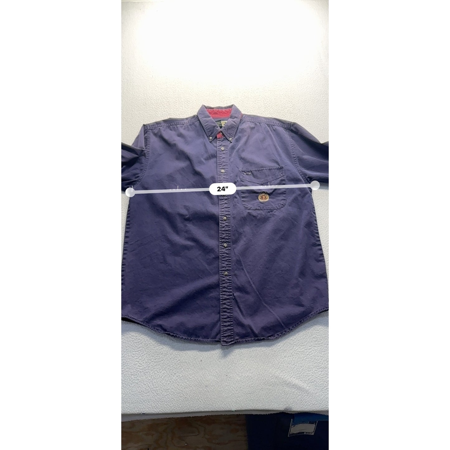 Ralph King Size Purple Button-Down Shirt With Embroidered Crest #9981