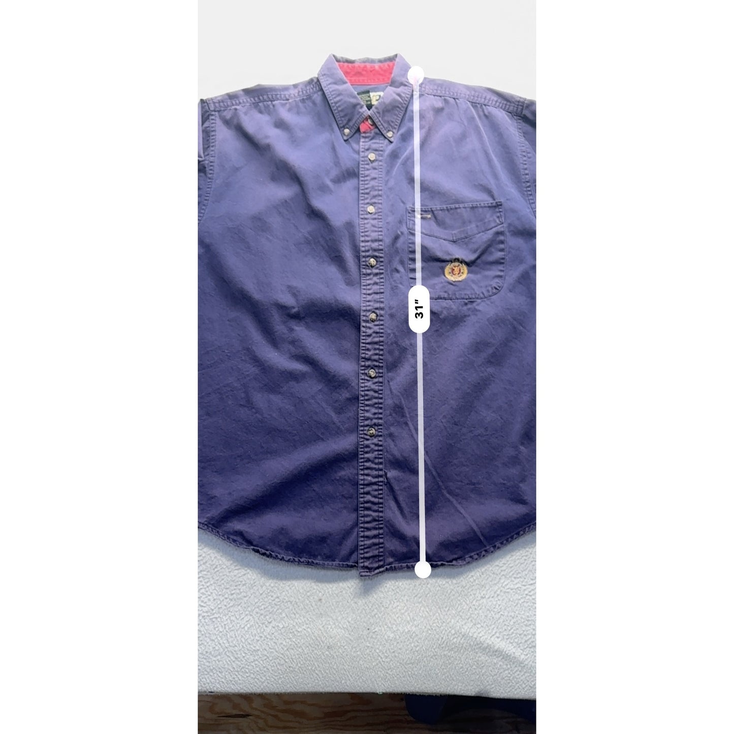 Ralph King Size Purple Button-Down Shirt With Embroidered Crest #9981