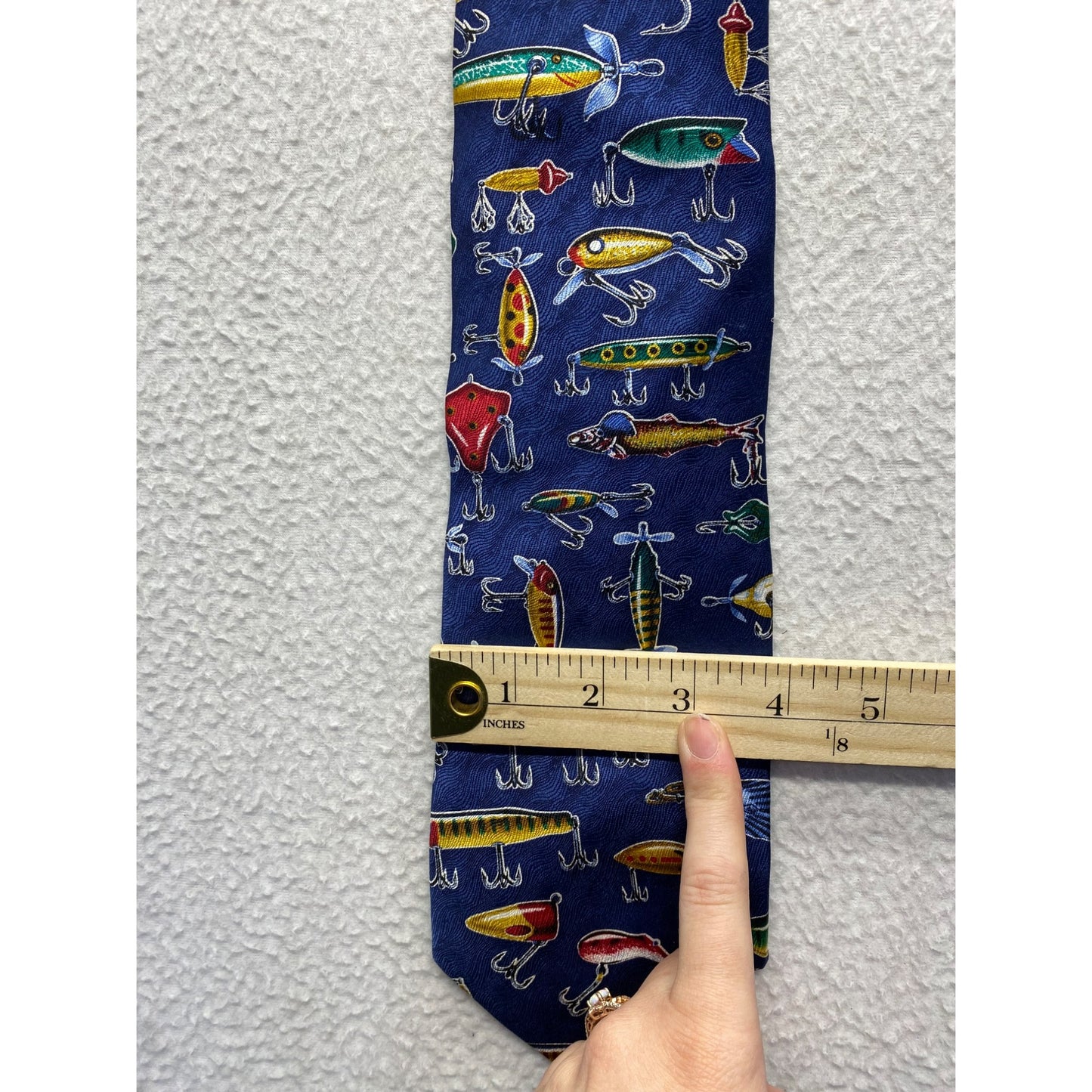 Vintage RM Sport Silk Necktie With Colorful Fishing Lures #5908