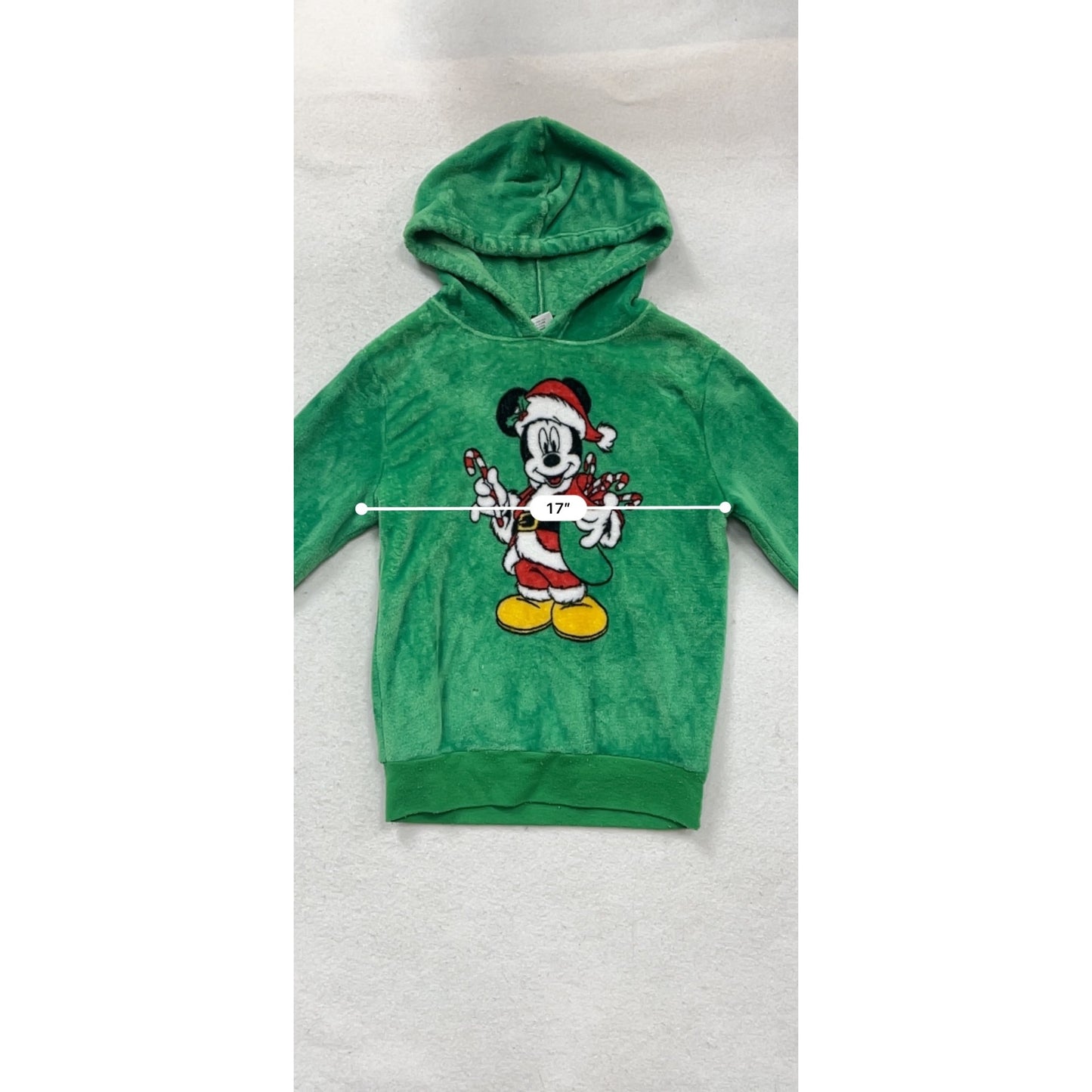 Disney Mickey Mouse Christmas Green Hooded Sweater S #103C