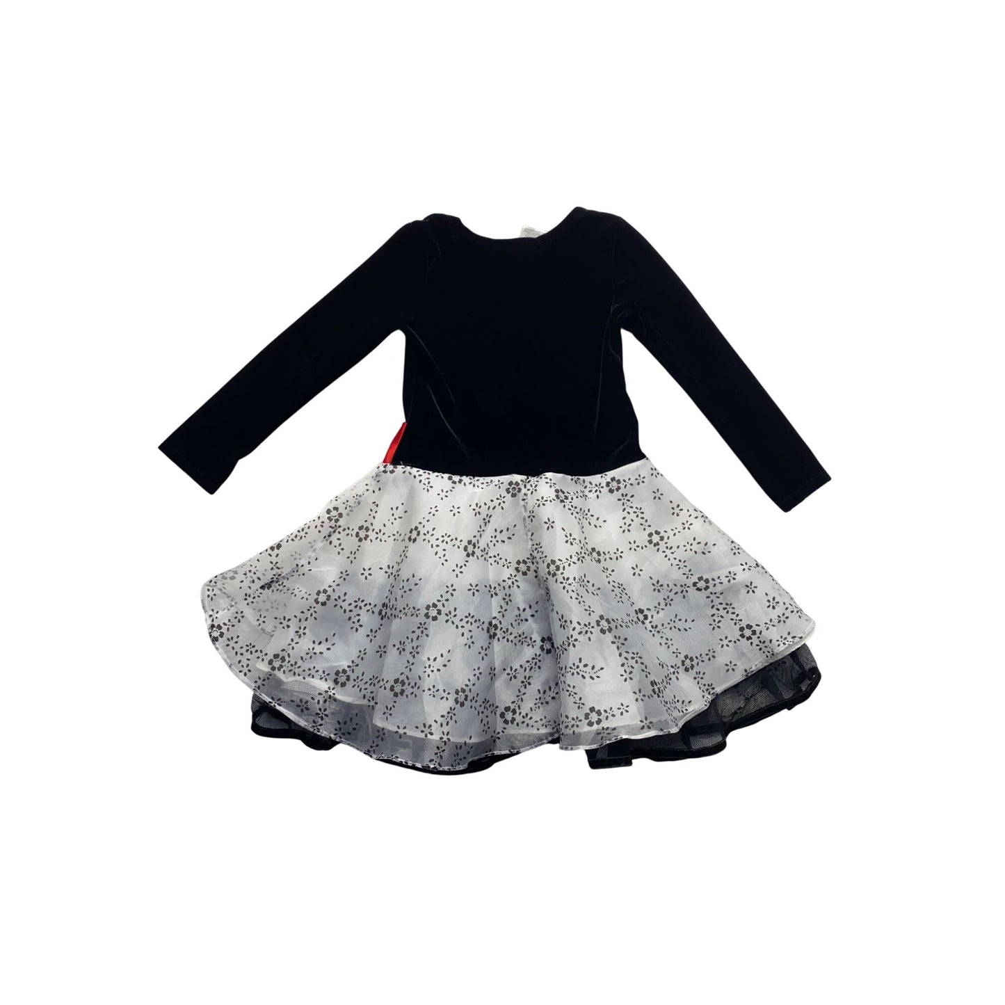 Bonnie Jean Girls Black Velvet & White Floral Tulle Dress #7299