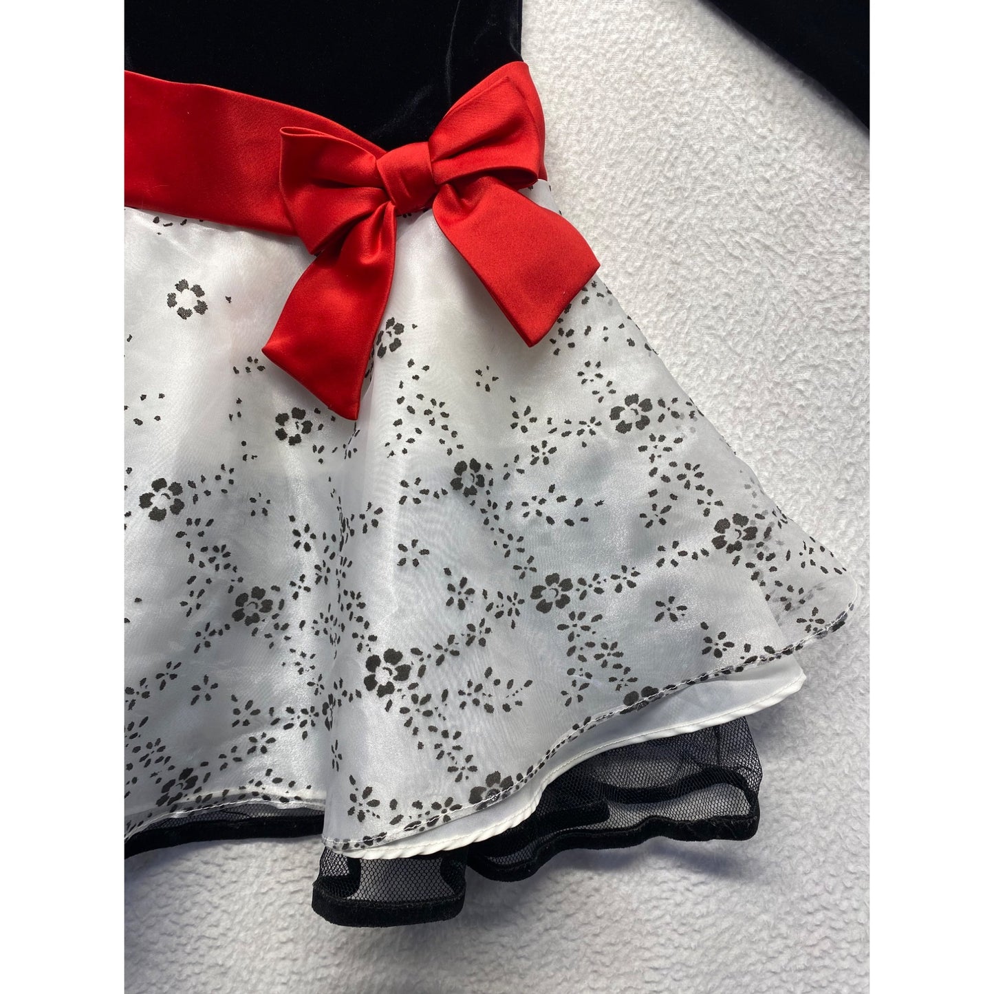 Bonnie Jean Girls Black Velvet & White Floral Tulle Dress #7299