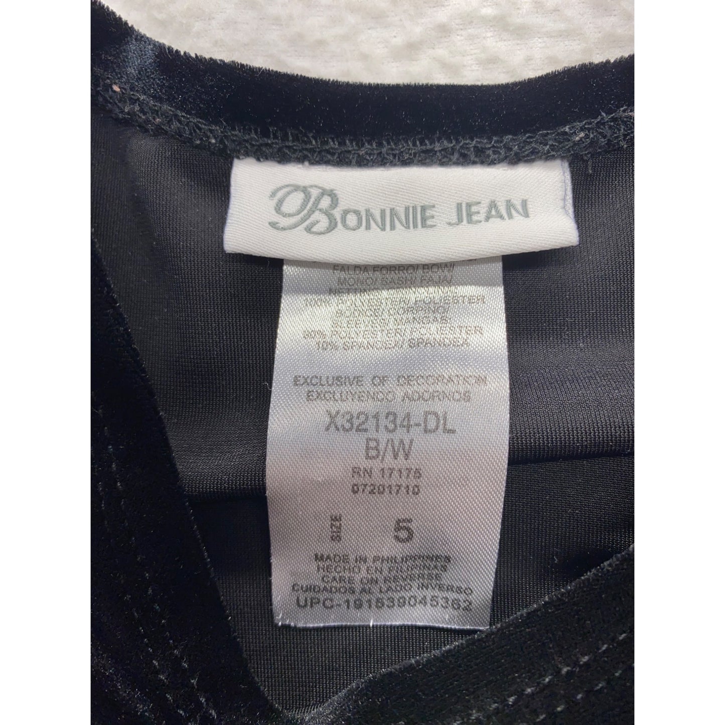 Bonnie Jean Girls Black Velvet & White Floral Tulle Dress #7299