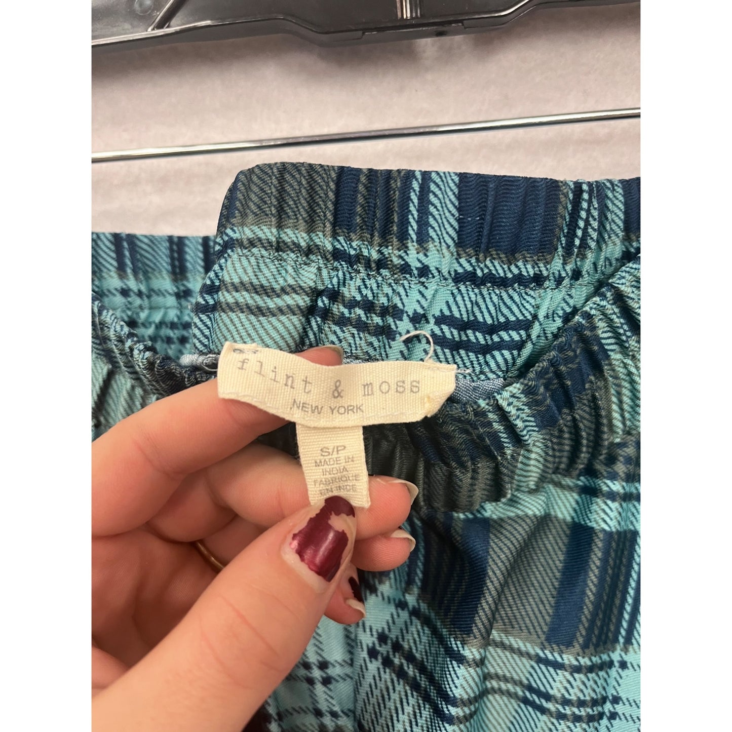Flint & Moss Womens Plaid Blue/Green Polyester Midi Skirt #6304