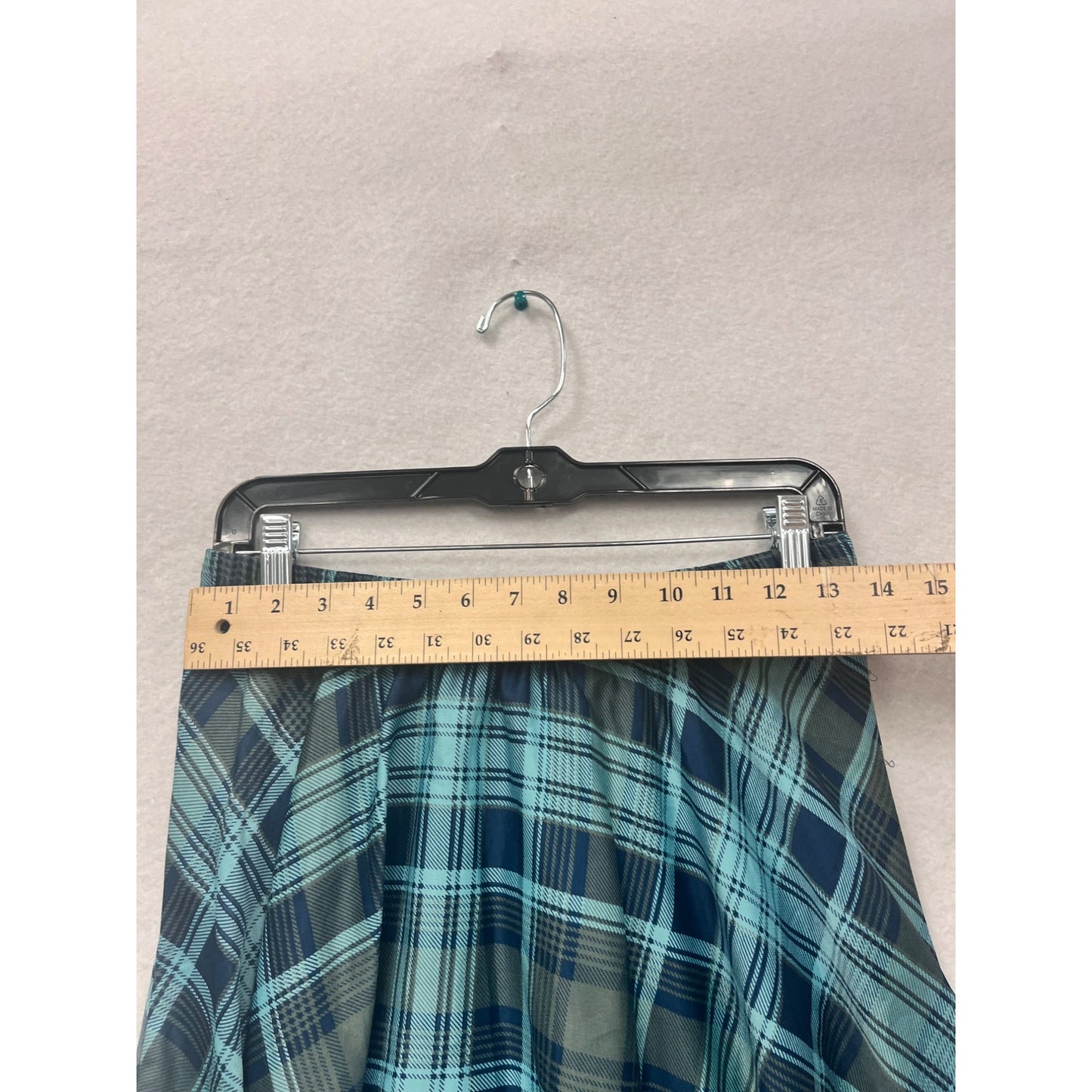 Flint & Moss Womens Plaid Blue/Green Polyester Midi Skirt #6304