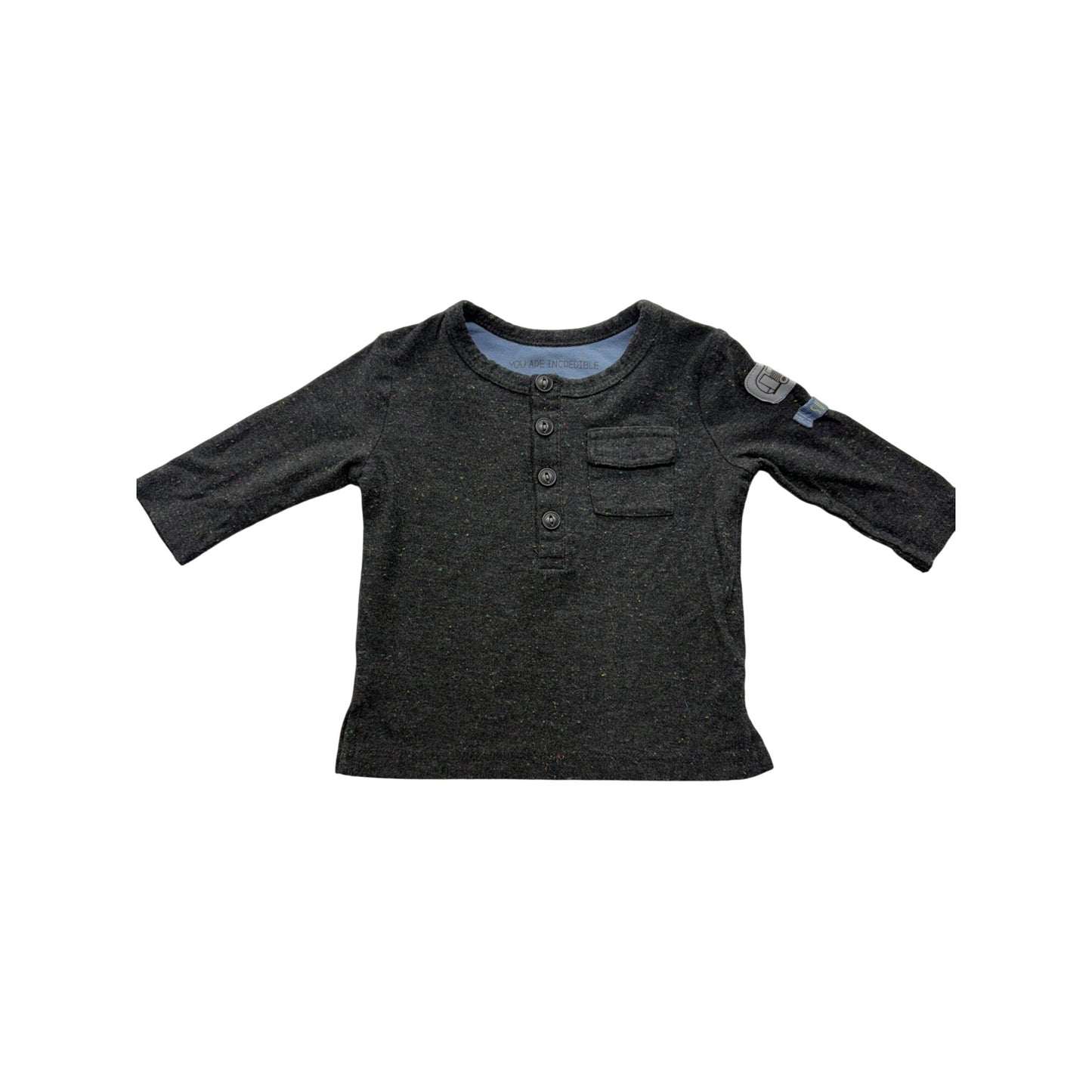 Robeez Baby Long Sleeve Henley Top With Pocket & Fun Patches #7534