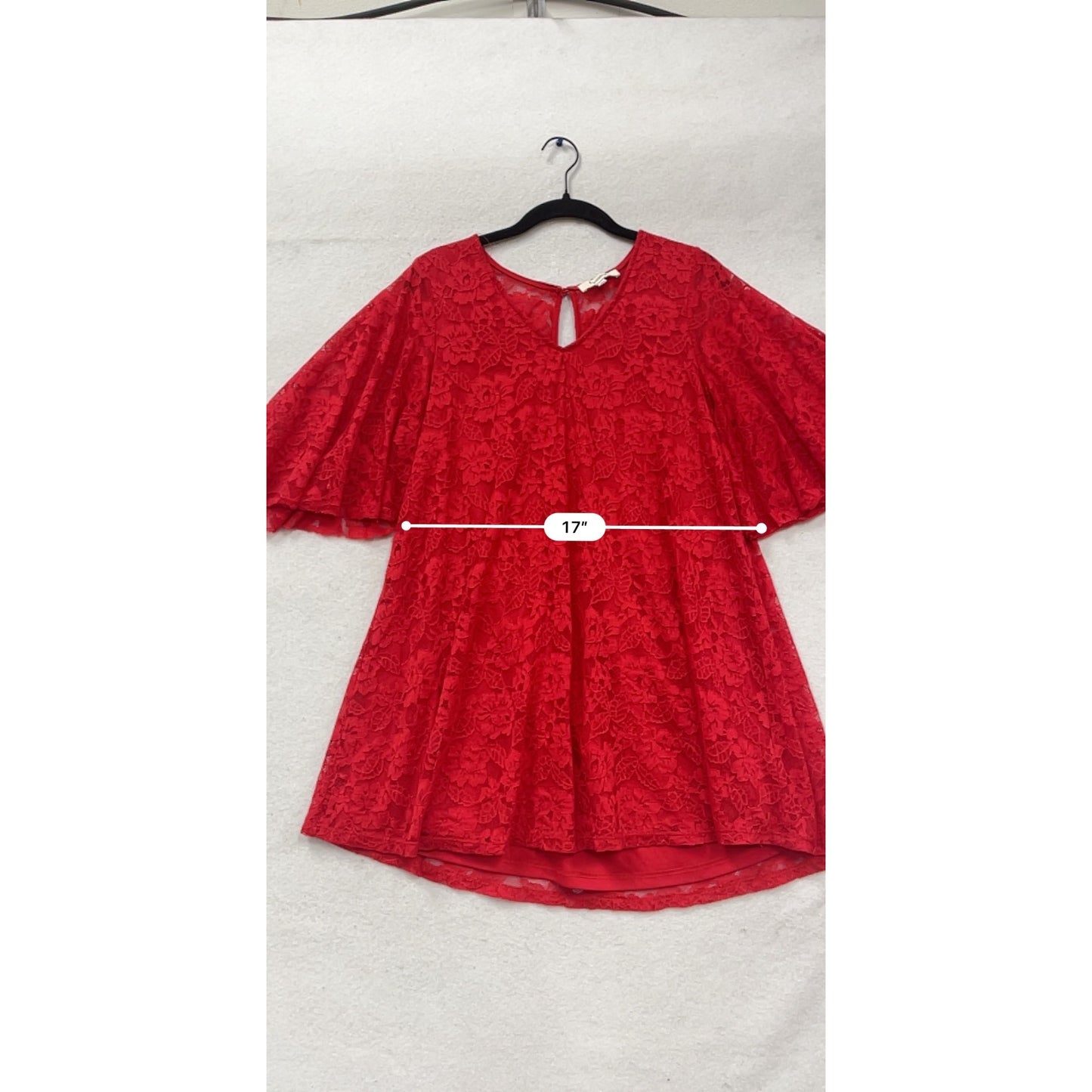 Francescas Red Lace Bell-Sleeve A-Line Dress XS #552A
