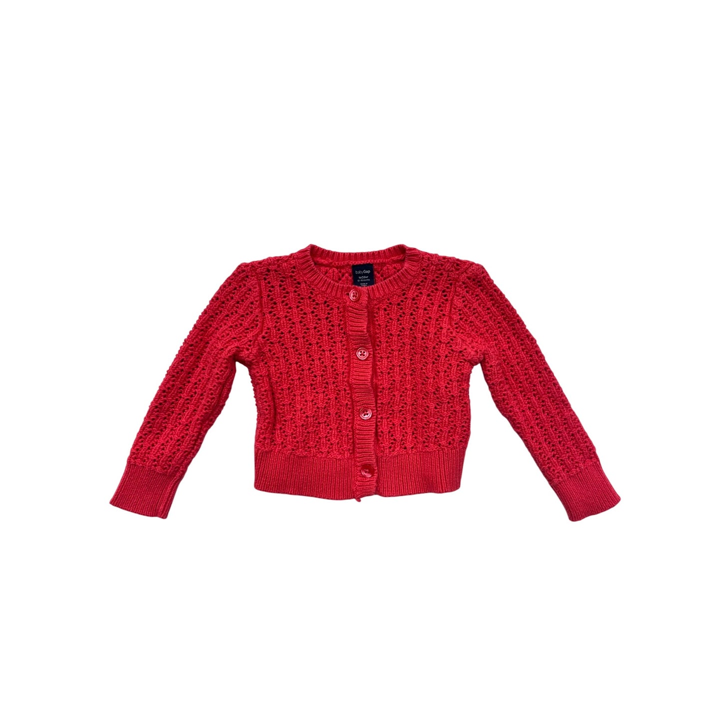 BabyGap Toddler Red Knit Cardigan 12-18 Months 100% Cotton #6301