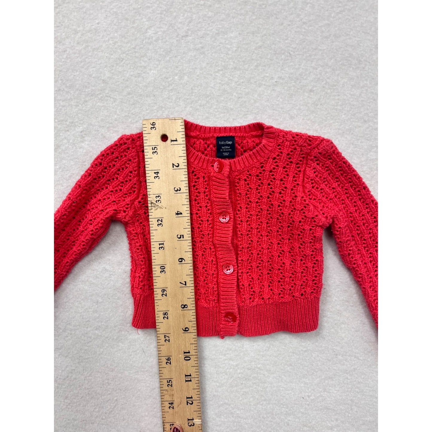 BabyGap Toddler Red Knit Cardigan 12-18 Months 100% Cotton #6301