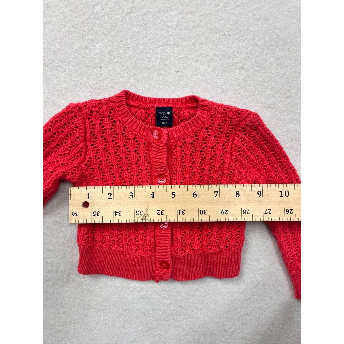 BabyGap Toddler Red Knit Cardigan 12-18 Months 100% Cotton #6301