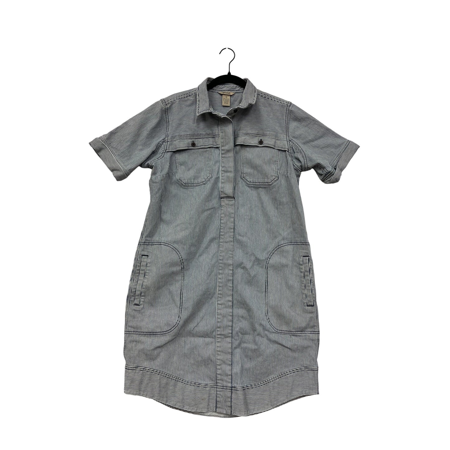 Duluth Trading Co Womens Medium Striped Short-Sleeve Button-Front Dress #6712