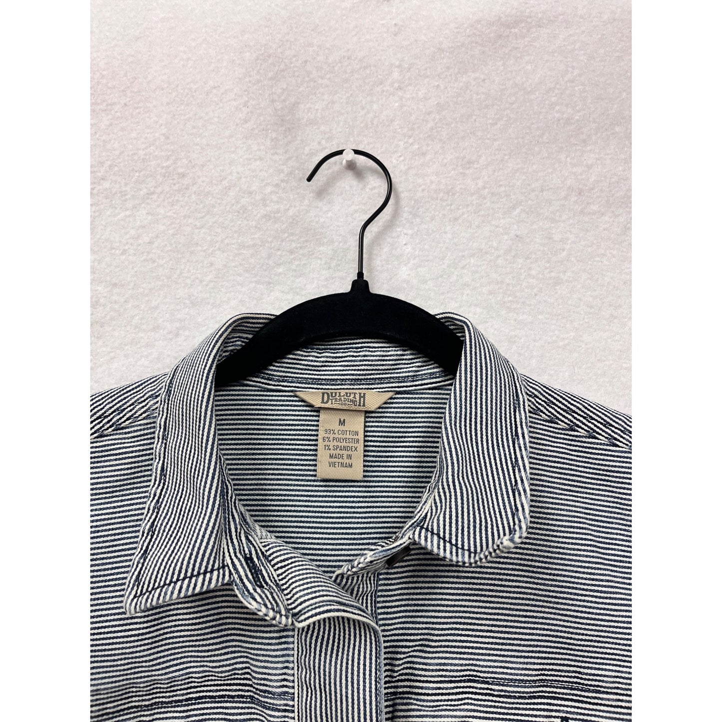 Duluth Trading Co Womens Medium Striped Short-Sleeve Button-Front Dress #6712