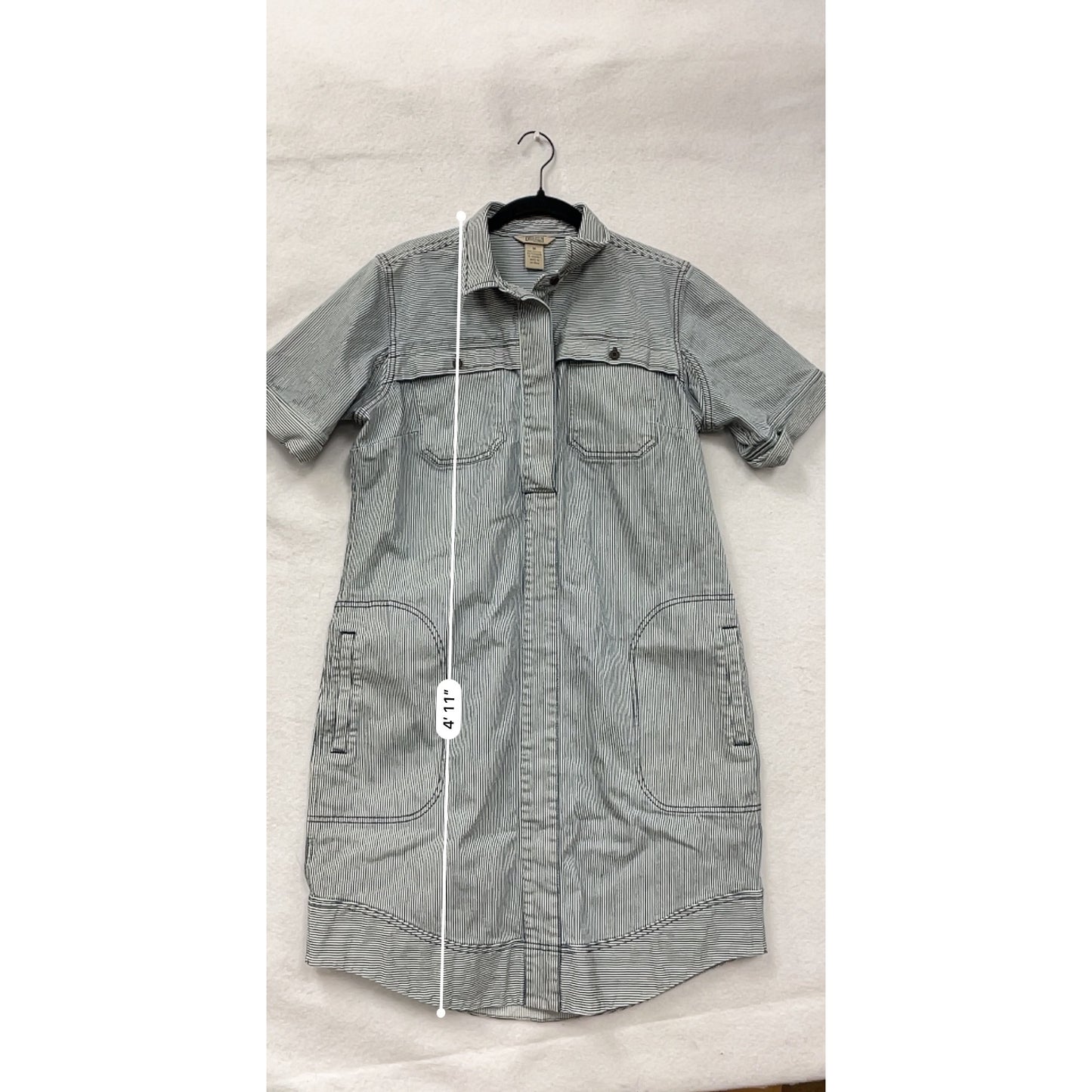 Duluth Trading Co Womens Medium Striped Short-Sleeve Button-Front Dress #6712