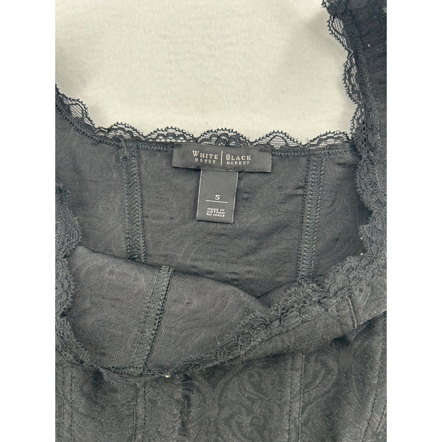 Black Lace Trim Camisole Tank Top With Floral Jacquard Design #6432