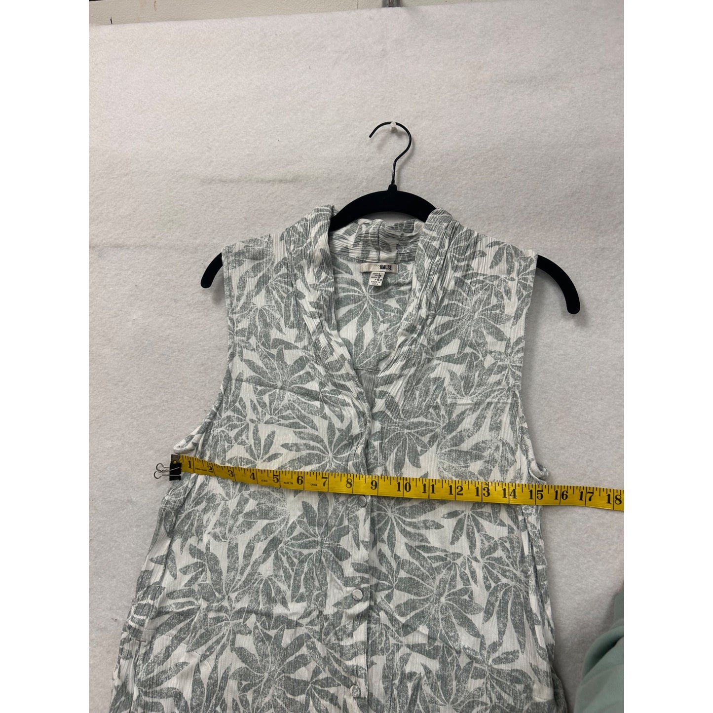 Amuse Womens Sleeveless Button-Front Dress With Leaf Print #6986