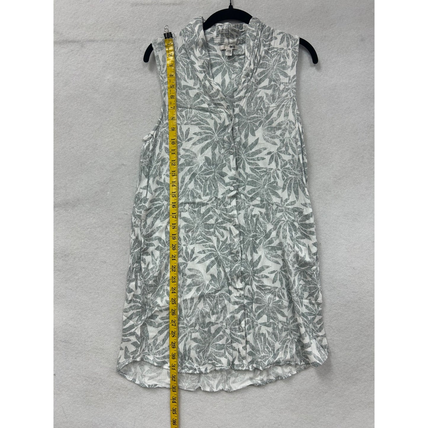 Amuse Womens Sleeveless Button-Front Dress With Leaf Print #6986