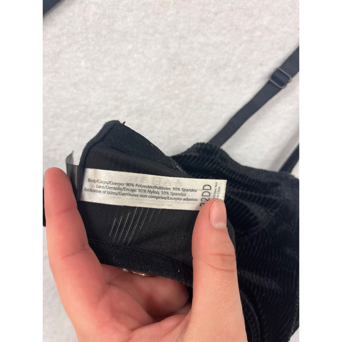 Adore Me Womens Black Corduroy Bra 32DD #8168