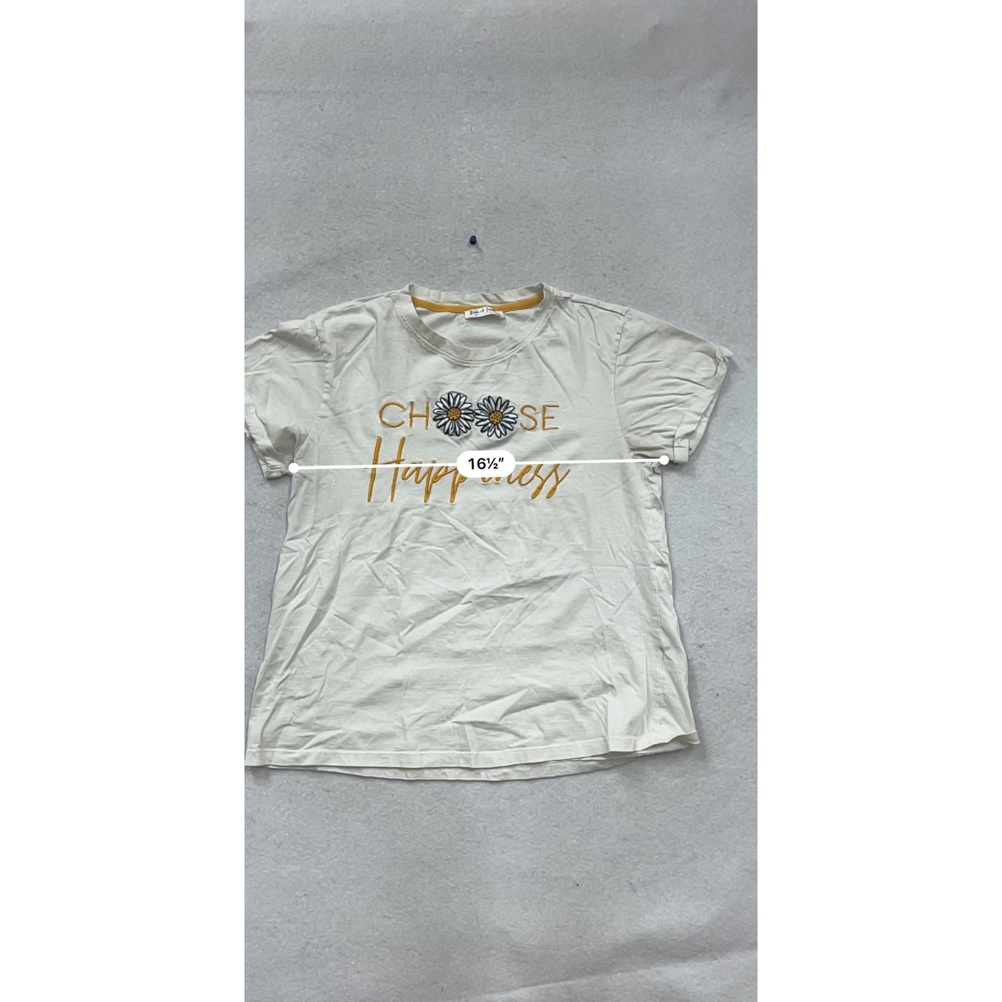 Choose Happiness T-Shirt M White Short Sleeve #687A