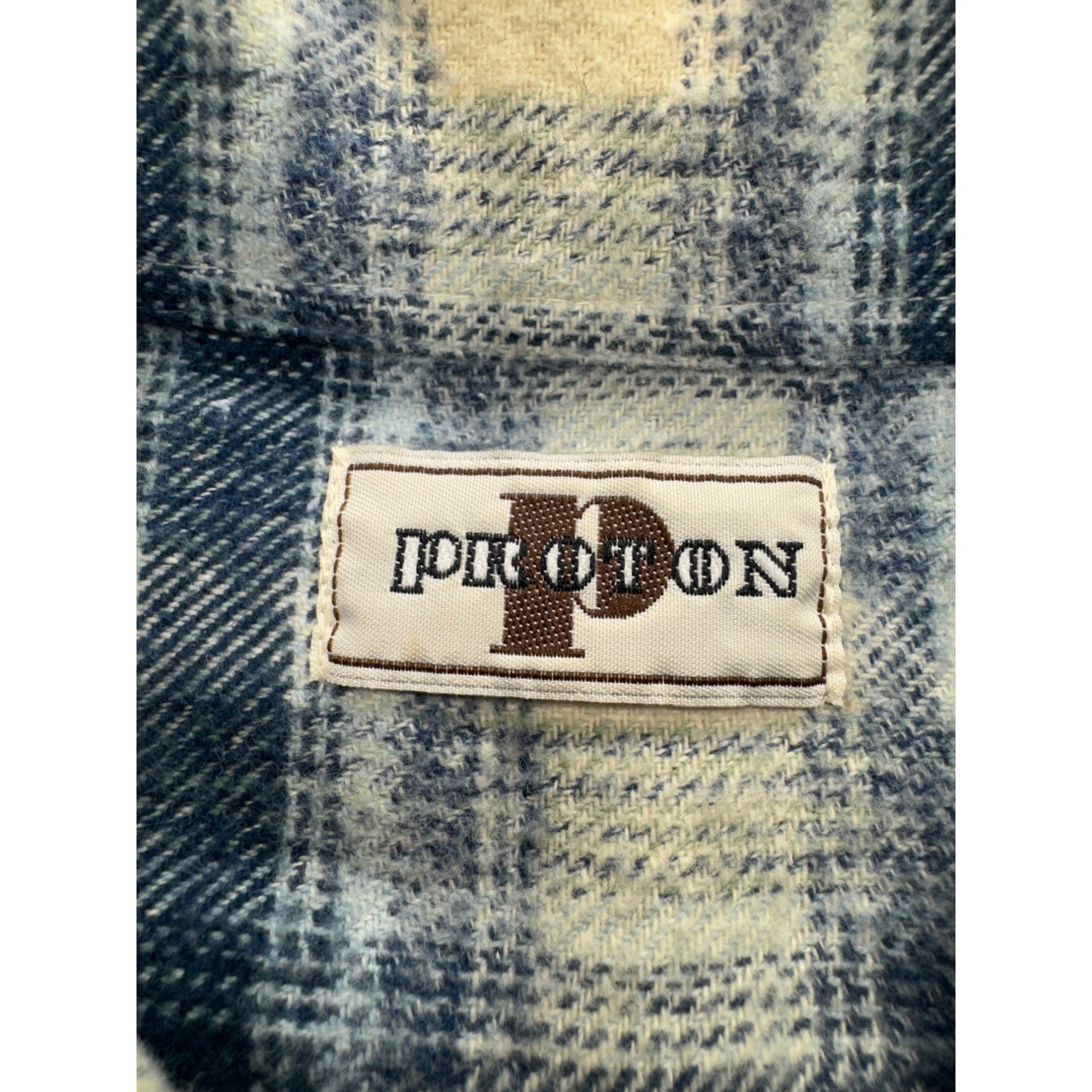 Proton Blue & White Plaid Cotton Shirt Size M #9064