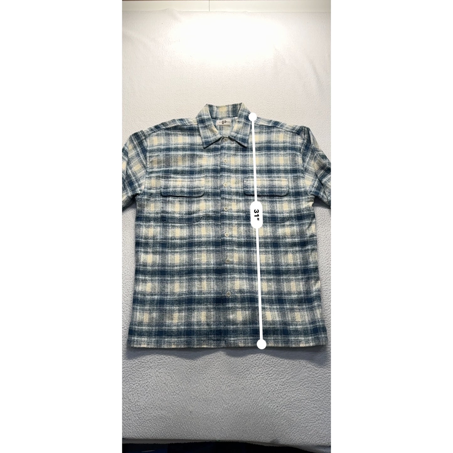 Proton Blue & White Plaid Cotton Shirt Size M #9064