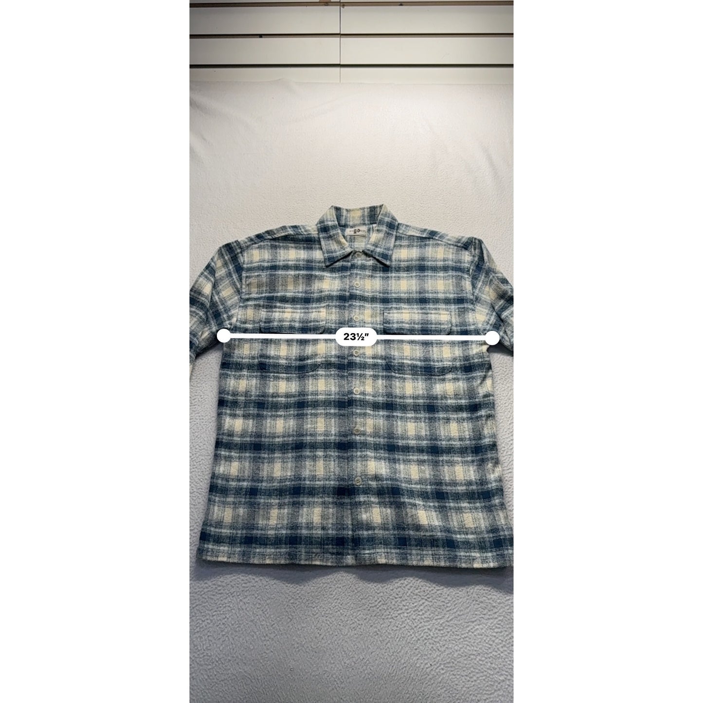 Proton Blue & White Plaid Cotton Shirt Size M #9064
