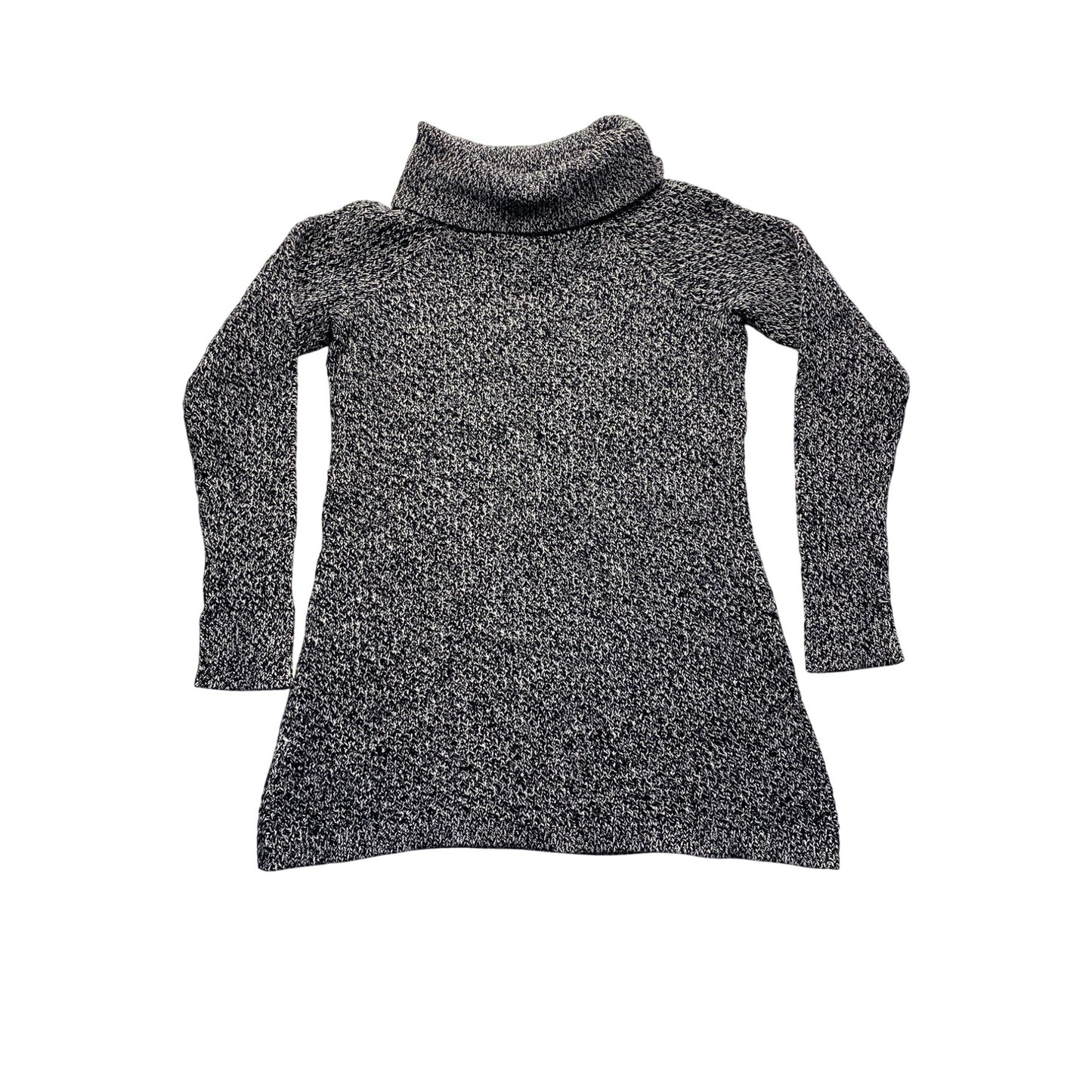 Black & White Knit Turtleneck Sweater Dress By Bass #7216