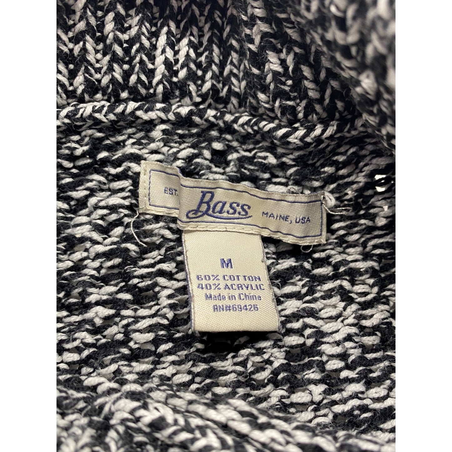 Black & White Knit Turtleneck Sweater Dress By Bass #7216