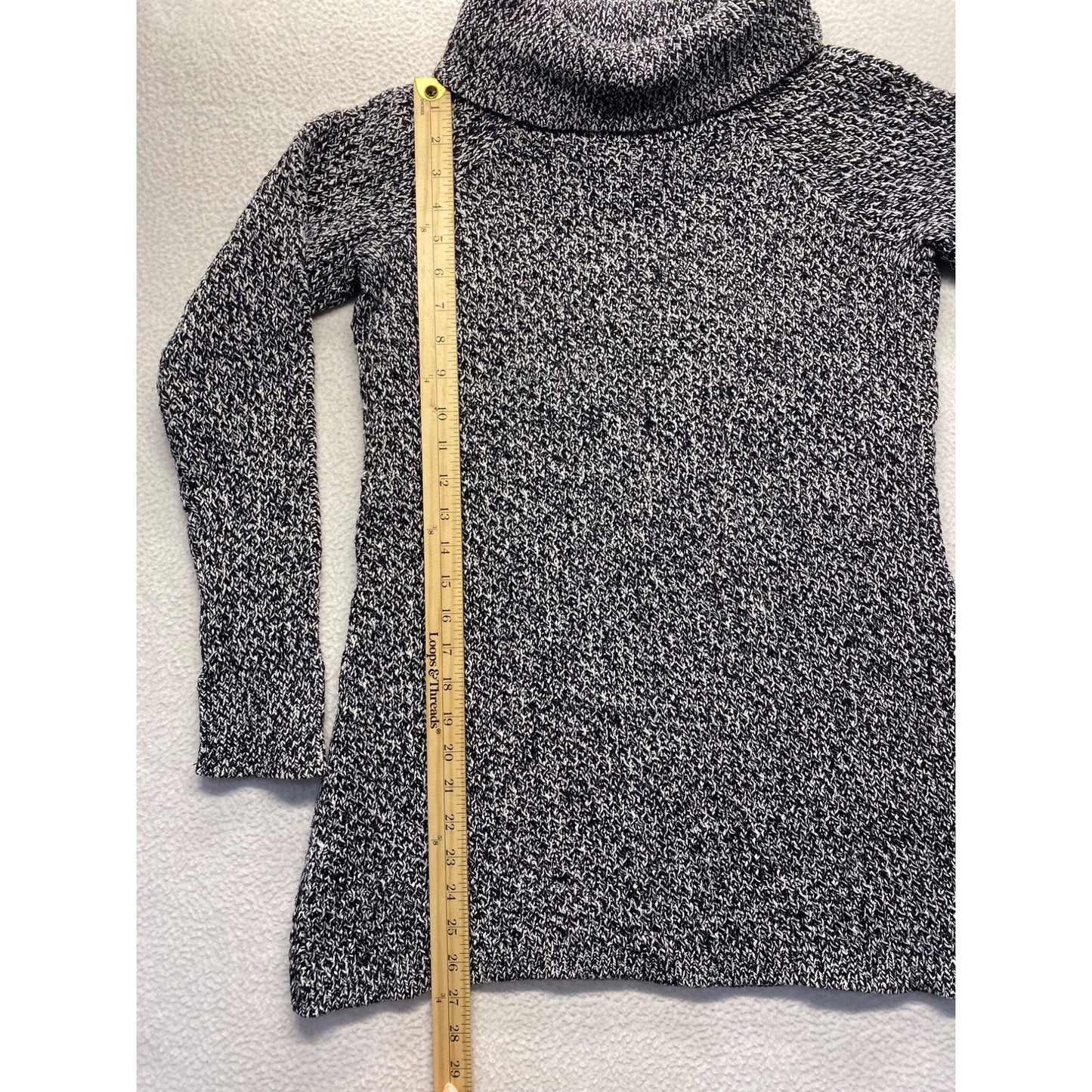 Black & White Knit Turtleneck Sweater Dress By Bass #7216