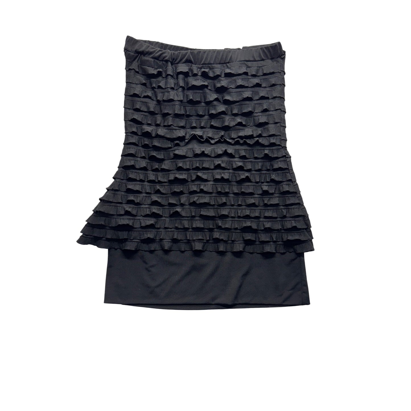 Fresh Of LA Black Ruffle Layered Strapless Dress M Polyester/Spandex #7759