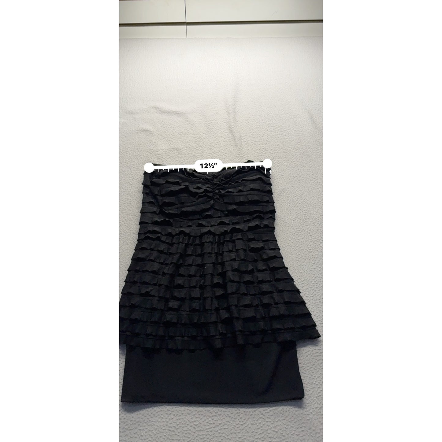 Fresh Of LA Black Ruffle Layered Strapless Dress M Polyester/Spandex #7759