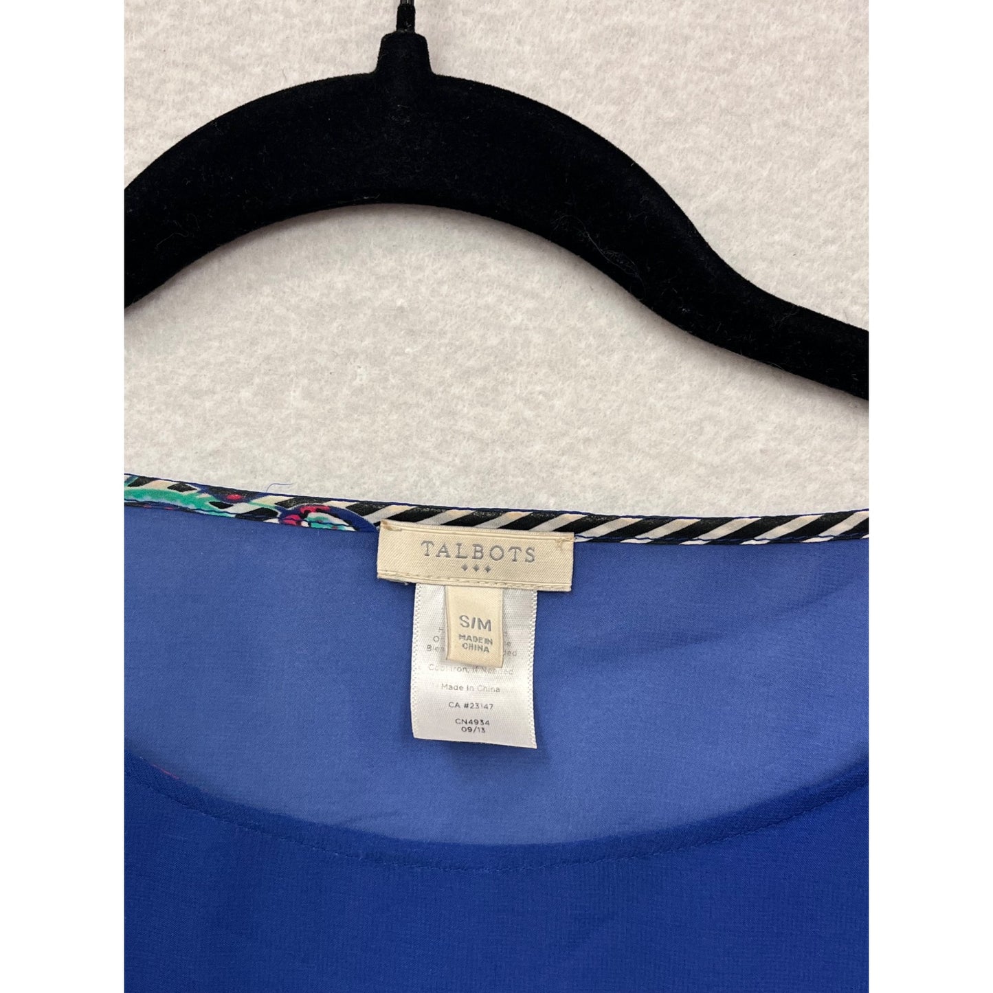 Talbots Womens Floral & Striped Waterfall Top Small/Medium Blue Multicolor #6932