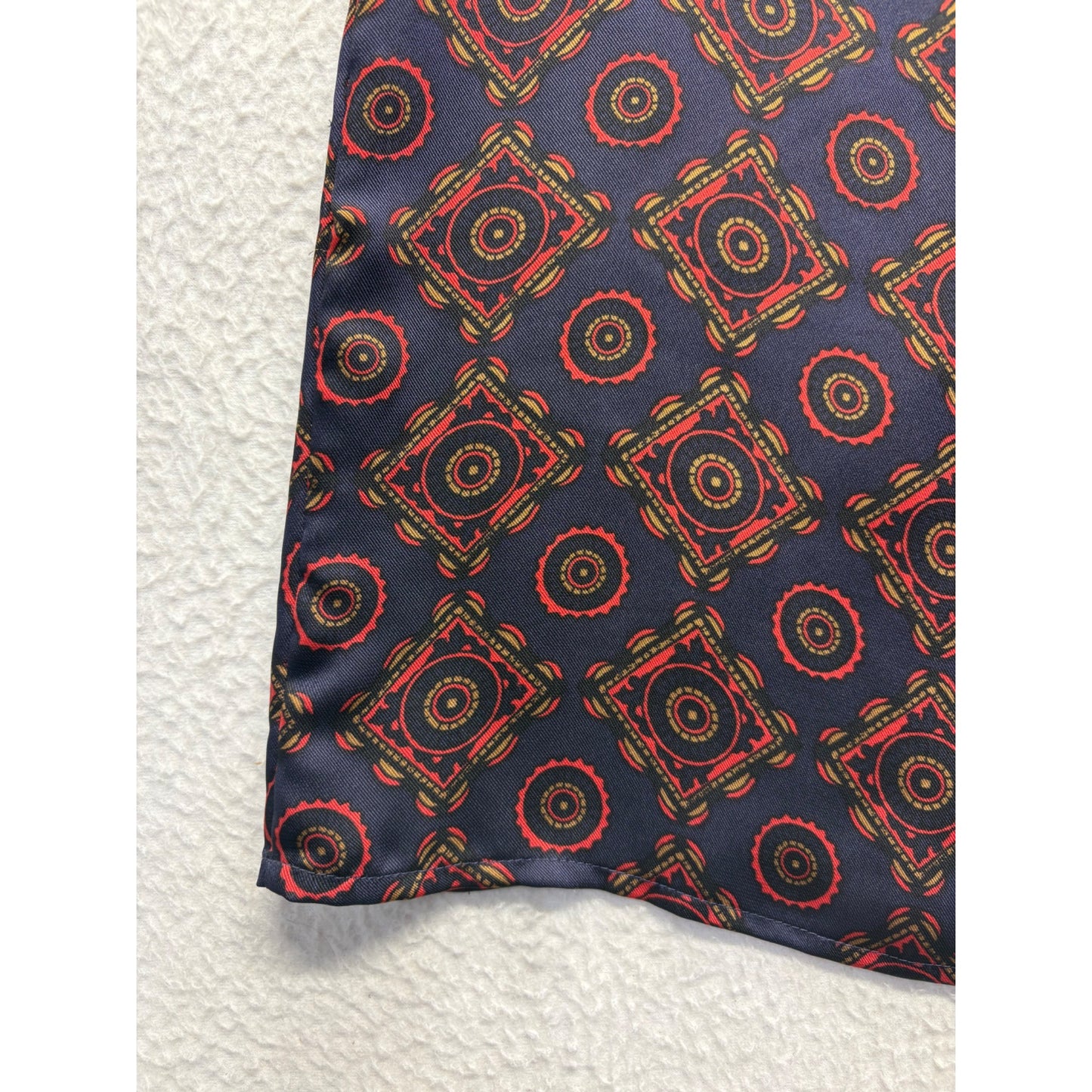 Club Monaco XS Navy & Red Geometric Print Long Sleeve Blouse #7520