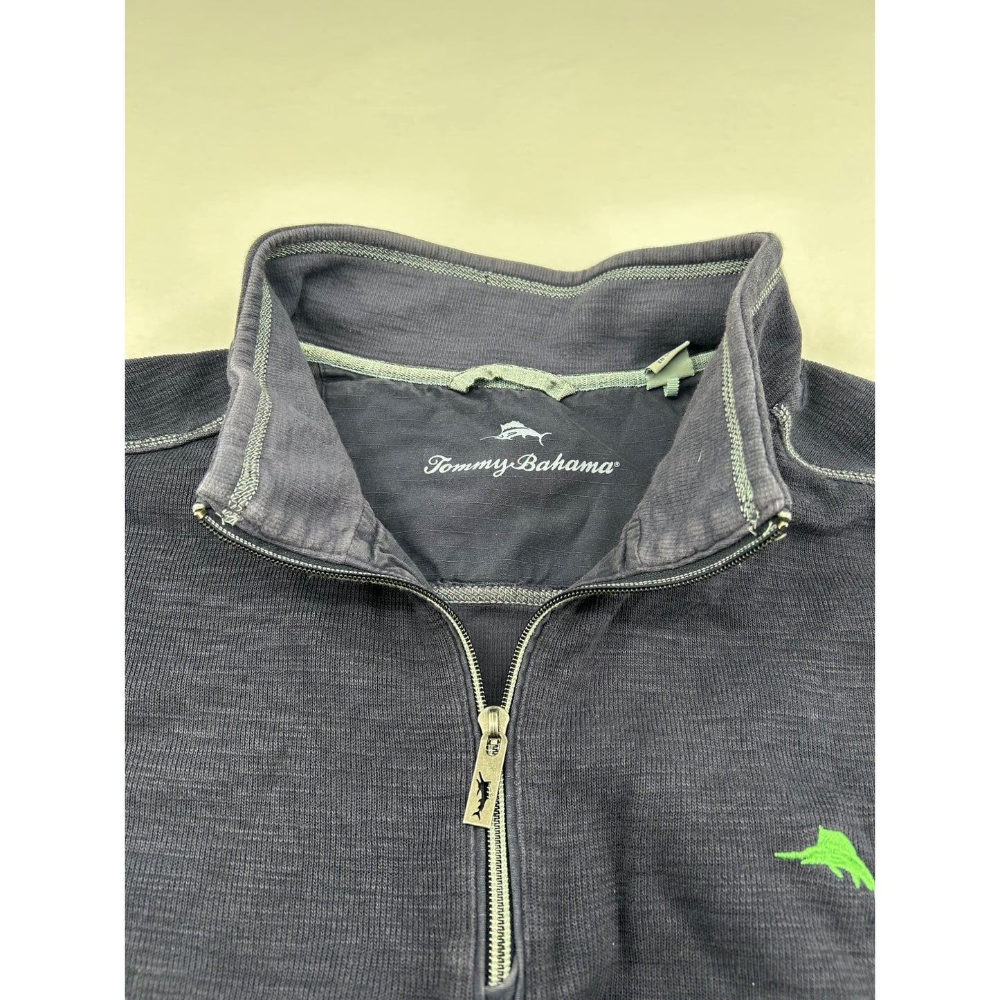 Tommy Bahama 3XL Navy 1/4 Zip Pullover Sweatshirt With Green Marlin Logo #6443