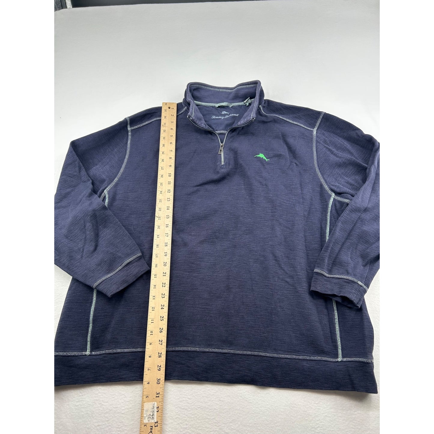 Tommy Bahama 3XL Navy 1/4 Zip Pullover Sweatshirt With Green Marlin Logo #6443