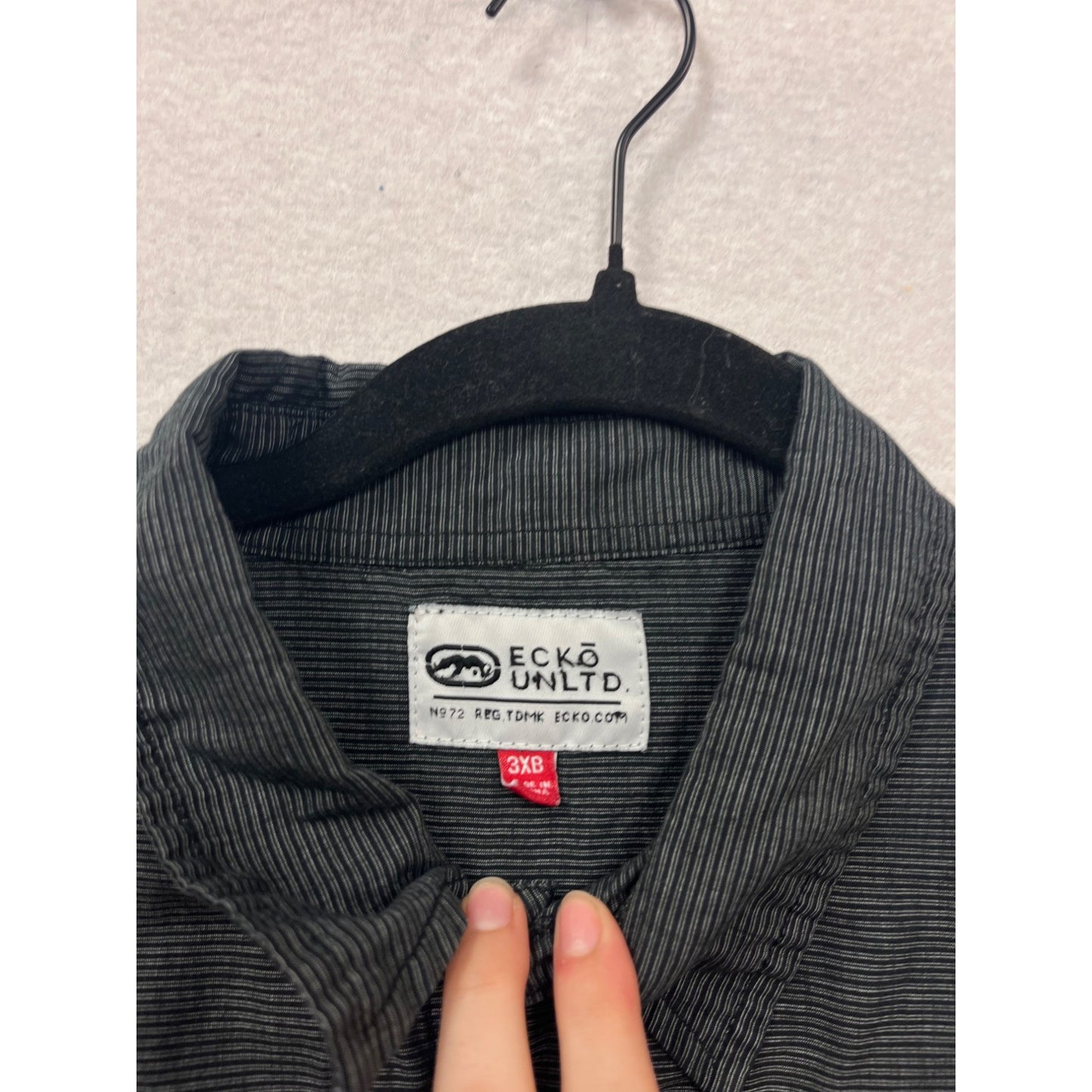 Ecko Unltd. 3XB Grey Striped Long Sleeve Button-Up Shirt #854A