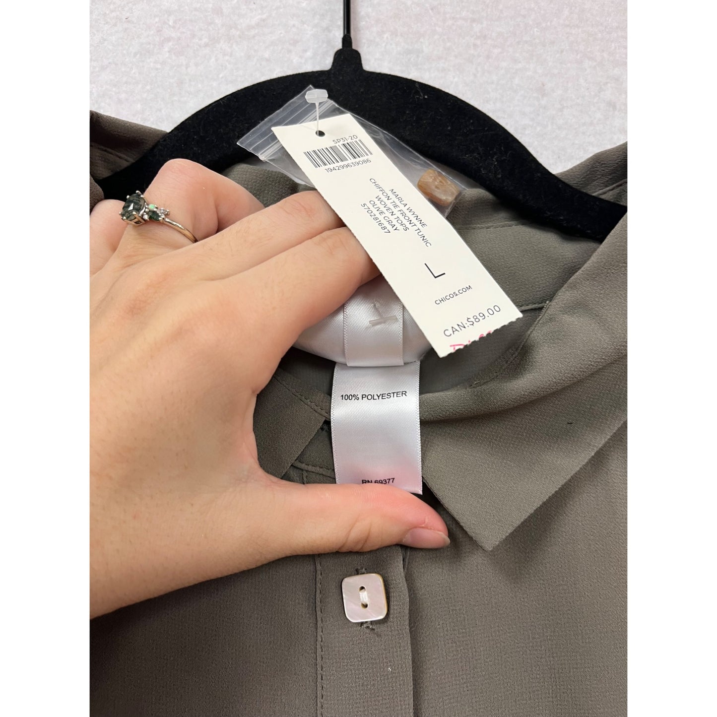 Chicos Mark Wynne Taupe Button-Up Shirt Dress L #884A