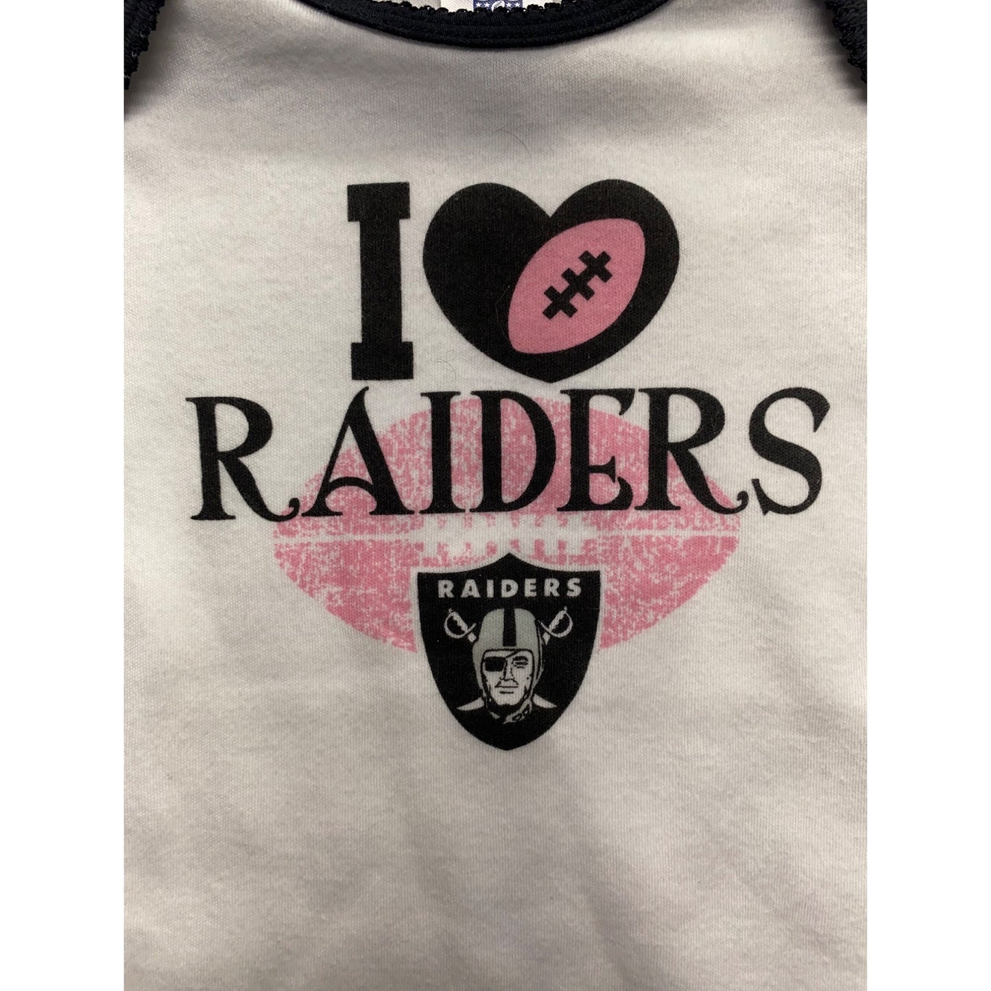 I Love Raiders Baby bodysuit NFL Team Apparel 0-3 Months #7314