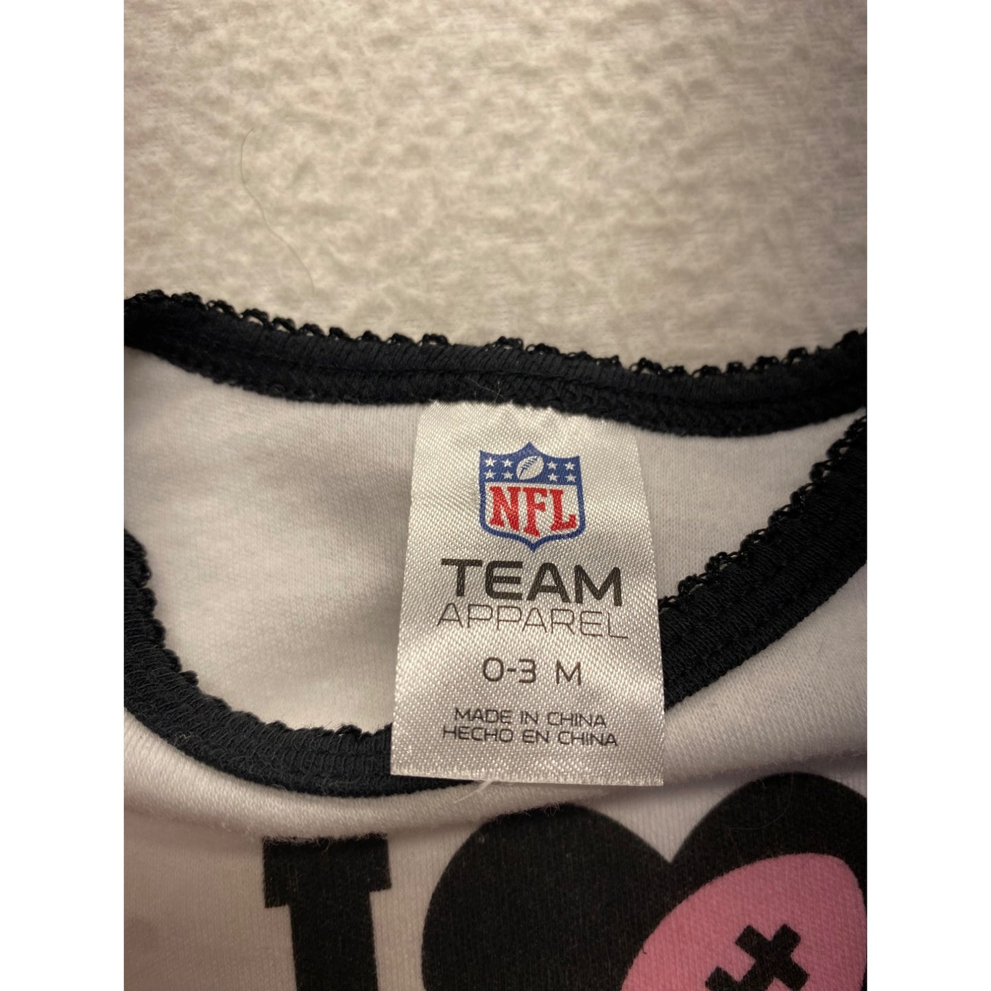 I Love Raiders Baby bodysuit NFL Team Apparel 0-3 Months #7314
