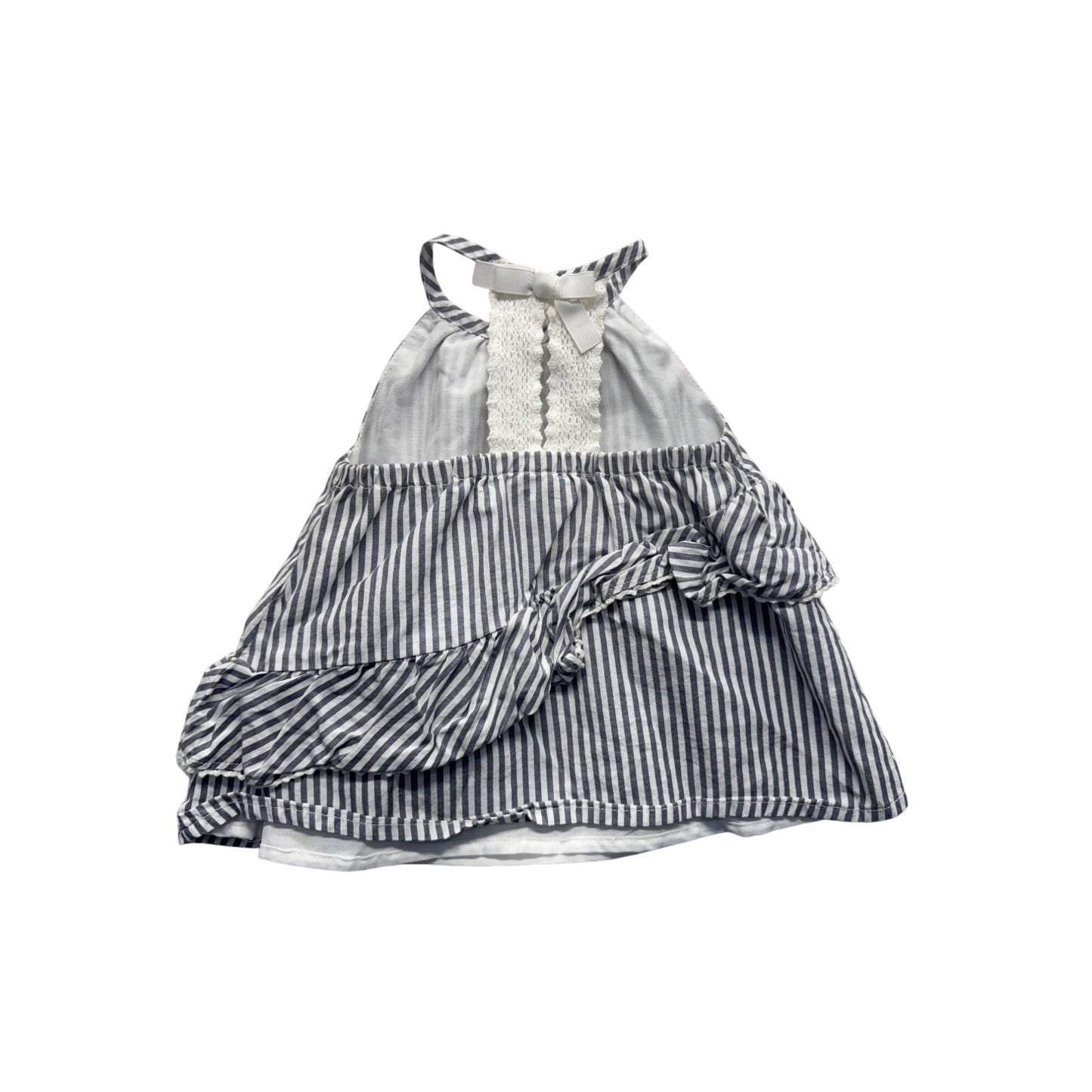 Max Studio Kids Stripe Halter Dress With Ruffle & Button Back Closure #9104
