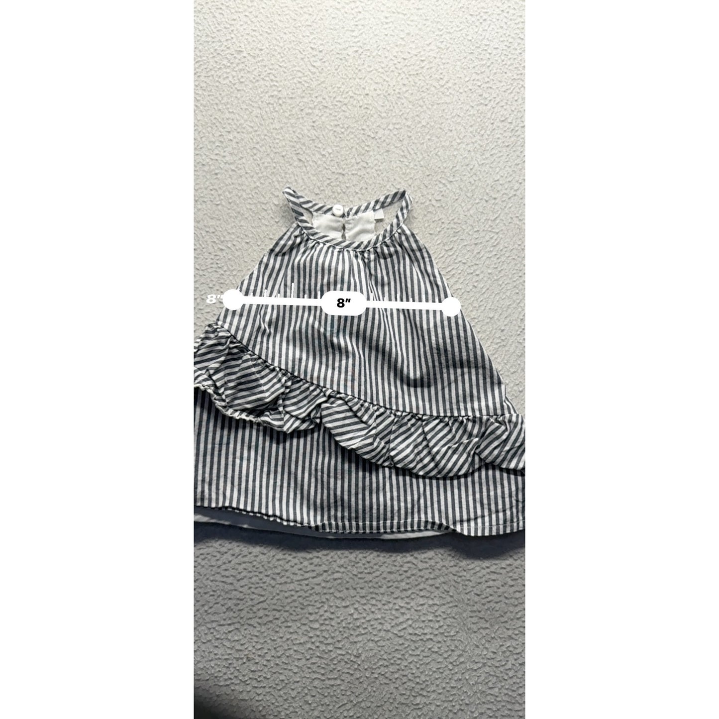 Max Studio Kids Stripe Halter Dress With Ruffle & Button Back Closure #9104