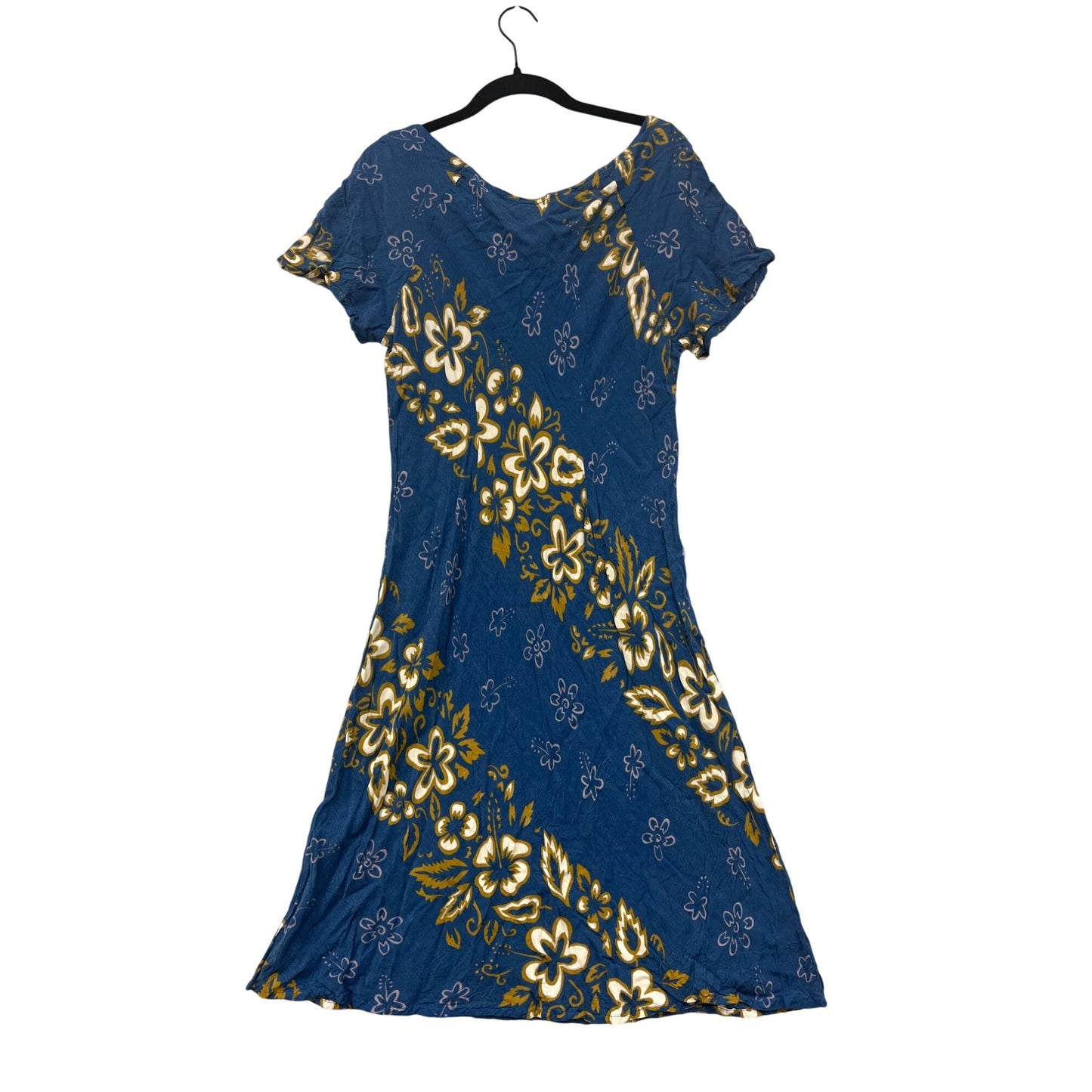 Womens XL Mango Moon Blue & Yellow Floral Dress #8186