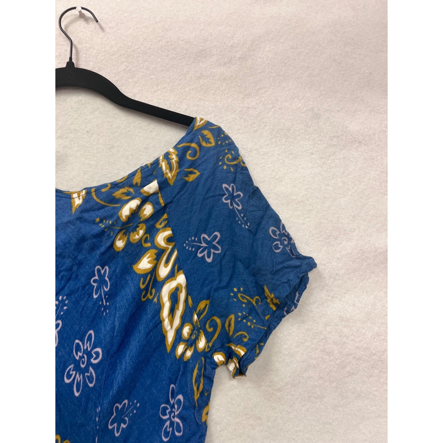 Womens XL Mango Moon Blue & Yellow Floral Dress #8186